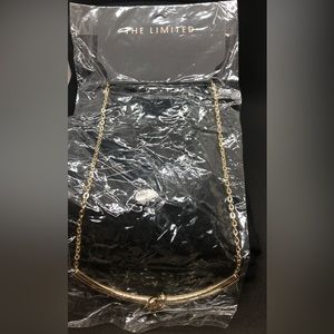 💟3/$22 NWT The Limited Curved Bar Knot Gold Tone Cable Chain Necklace 16”